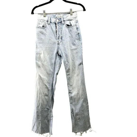 Pacsun High Rise Bootcut Jeans Womens Size 24 Light Wash Blue Split Hem